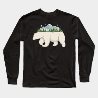 Polar bear mountain tree snow Long Sleeve T-Shirt